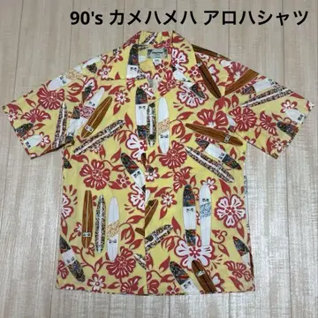 90's 카메하메하 코튼 알로하 셔츠 서핑보드 S 사이즈