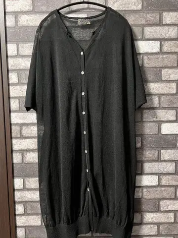 5부 소매 롱 가디건 시스루