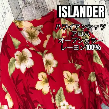 USED ISLANDER 하와이안 셔츠 알로하 오픈 카라 레이온