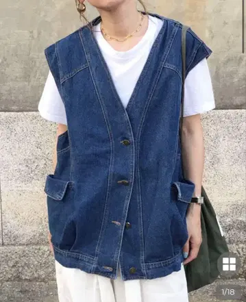 데님 슬리브리스 자켓 베스트