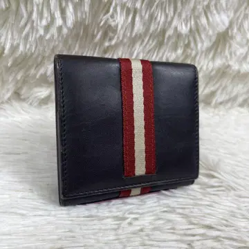 BALLY 발리 코인 케이스 동전 지갑 브라운 가죽 스트라이프