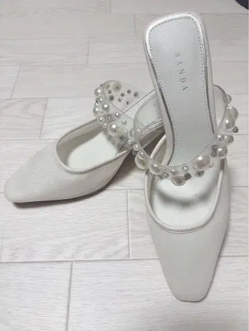 RANDA S 사이즈 시어 뮬 펌프스 펄