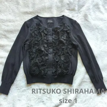 RITSUKO SHIRAHAMA 꽃 자수 가디건 size1 새상품급