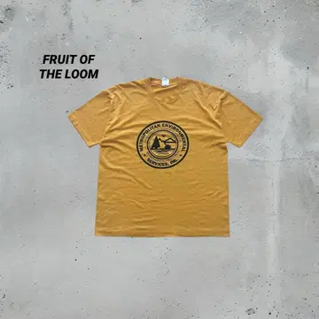 90s FRUIT OF THE LOOM 머스타드 반팔 티셔츠 XL 사이즈