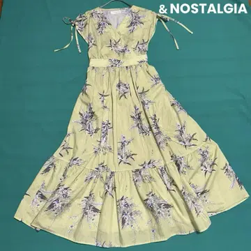 &NOSTALGIA 카슈쿨 라이트 그린 꽃무늬 롱 원피스