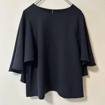 네이비 플레어 슬리브 셔츠