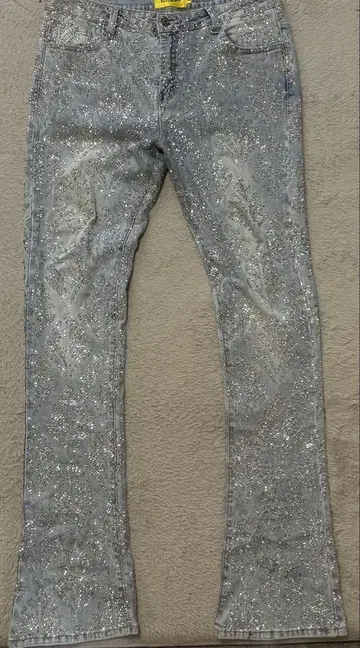 지유 GUAPI 아쿠아 블루 EMBELLISHED V2 데님 팬츠