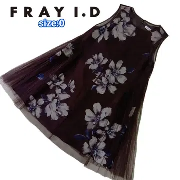 FRAY I.D 튤 꽃무늬 미니 원피스 브라운 계열 사이즈 0