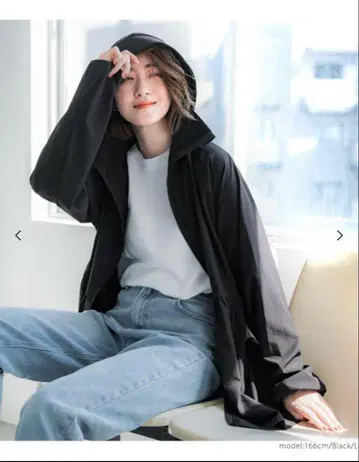 coca UV 차단 개더 후드티 블랙 M