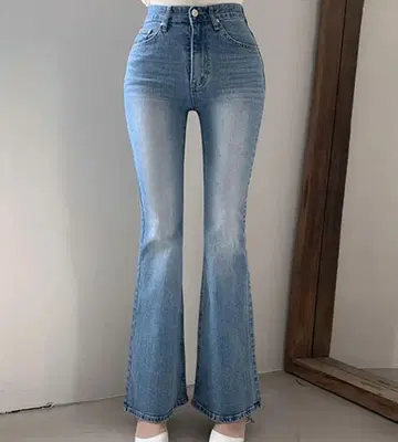 부츠컷 데님 한국 라이트 블루 슬림 레그 여성용