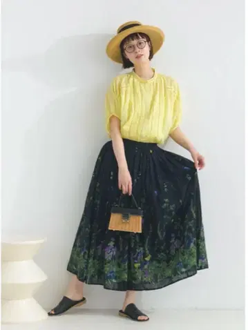lupilien 루피리안 패널 프린트 꽃무늬 개더 스커트 인도 면