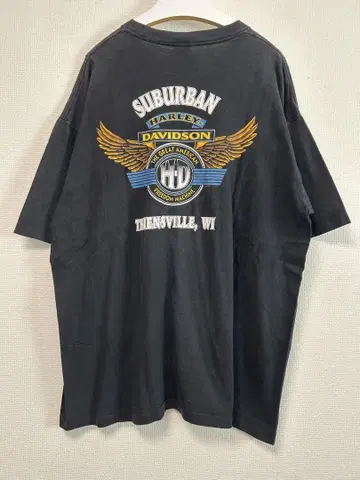 90s 할리데이비슨 블랙 티셔츠 2XL 포켓 티셔츠