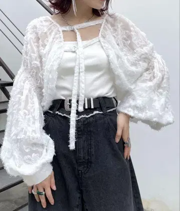 시어 페더 자카드 볼레로 PAGEBOY / 화이트 화이트 가디건