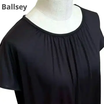Ballsey 볼지 개더 넥 컷 티셔츠 코튼 블랙