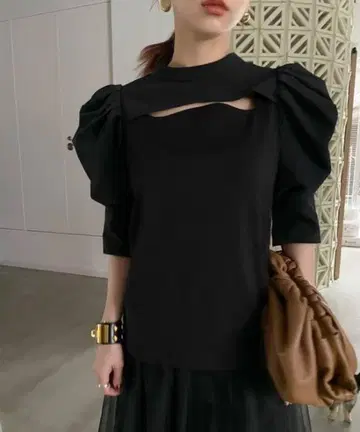 3WAY PUFF LAYERED TOP 블랙