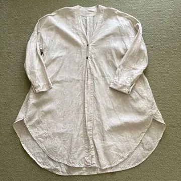 honnete V LONG SHIRTS 린넨 V 넥 롱 셔츠