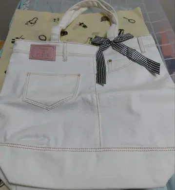 메종 드 플뢰르 화이트 데님 토트백 세트