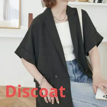 Discoat 테크 린넨 반팔 셔츠 자켓 차콜