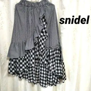 snidel 이레헴 프릴 개더 스커트 깅엄 체크 어시멘틀리