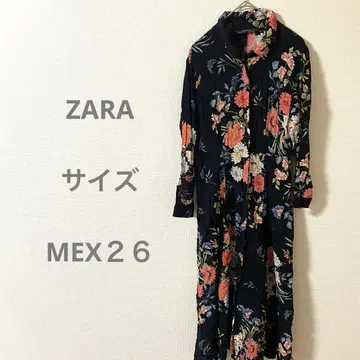 ZARA 자라 네이비 꽃무늬 긴팔 셔츠 원피스
