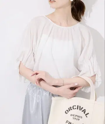 Slobe iena 턱 프릴 슬리브 블라우스