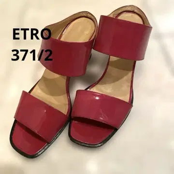 ETRO 레드 오픈토 샌들 힐 7cm 371/2