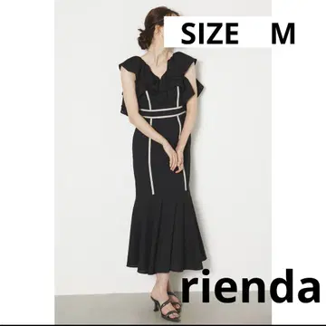 rienda 더블 프릴 머메이드 원피스 M 블랙 리엔다