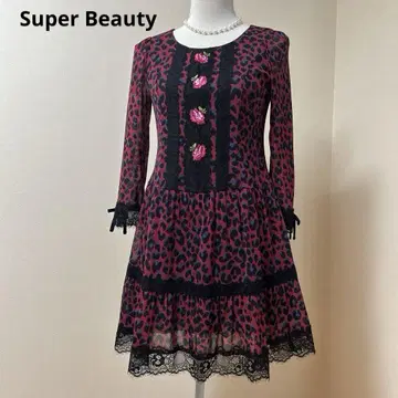 Super Beauty 슈퍼 뷰티 표범 무늬 로즈 자수 레이스 튜닉