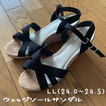 웨지솔 샌들 LL 블랙