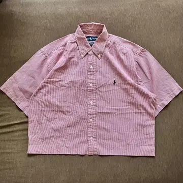 90년대 Ralph Lauren 체크 셔츠 짧은 기장 깅엄 체크