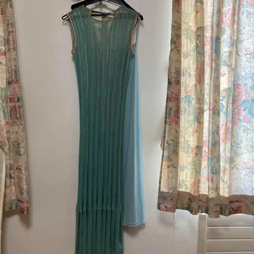 L A G UN O O N 그린 블루 스트라이프 원피스