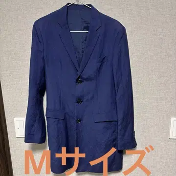 STUDIOUS 스투디오스 네이비 자켓 린넨 혼방