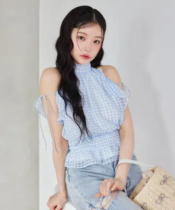 백 리본 아메스리 블라우스 색스 블루