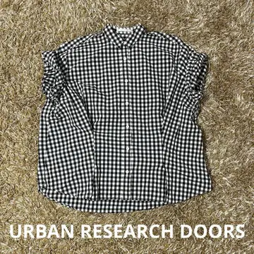 URBAN RESEARCH DOORS 깅엄 체크 셔츠 화이트 블랙