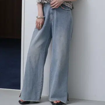 Kastane 데님 슬릿 와이드 팬츠