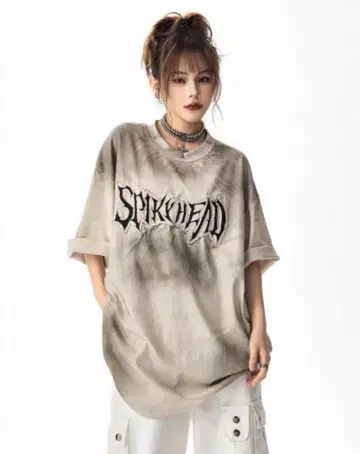 SPIRKHEAD 오버 사이즈 티셔츠 베이지