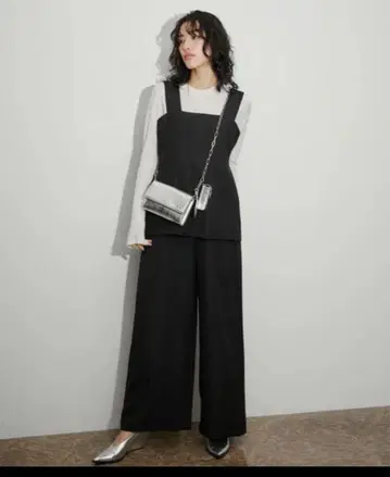 블랙 살로펫 와이드 팬츠