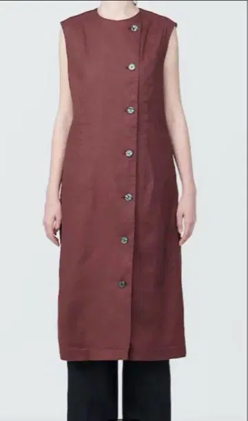 MUJI 무인양품 헴프 혼방 스트레치 베스트 원피스 브라운 S
