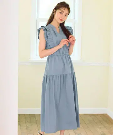 Feroux 숄더 프릴 티어드 원피스