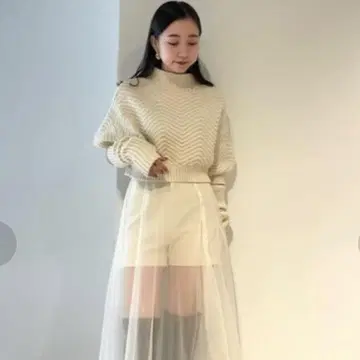 SNIDEL 얇은 명주 그물 스커트 숏 팬츠 화이트