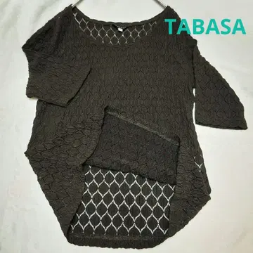 TABASA 티셔츠 상의 브라운 비침 5부 소매