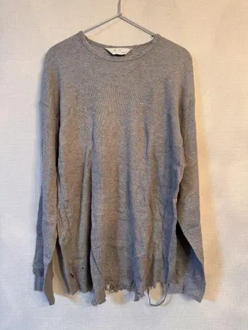 ANCELLM 25SS 그레이 DAMAGE WAFFLE T-SHIRT