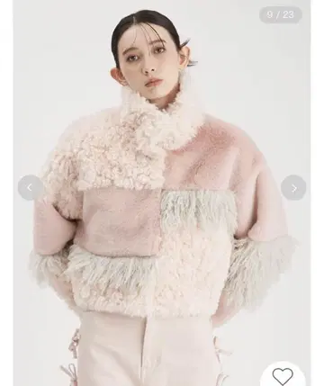 furfur 리버서블 에코 퍼 블루종 핑크