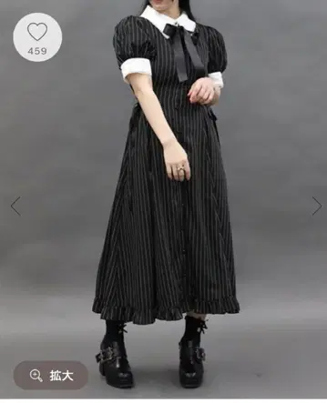 axes femme POETIQUE 스트라이프 롱 원피스 블랙