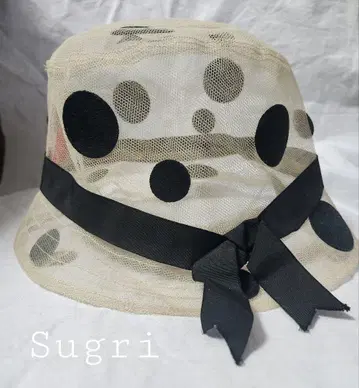 Sugri 흑백 도트 튤 햇