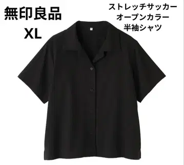 XL 바람이 잘 통하는 스트레치 축구 오픈 카라 반팔 셔츠 MUJI