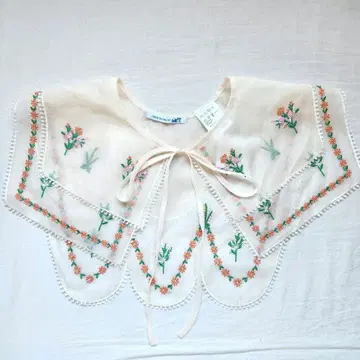 꽃무늬 자수 탈부착 카라 더블 칼라 구제 의류