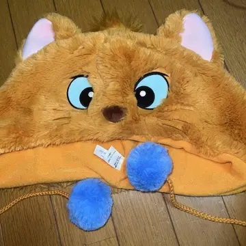 고양이 얼굴 플리스 모자 (오렌지)