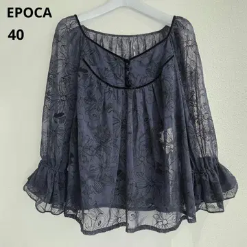 EPOCA 꽃무늬 쉬폰 긴팔 블라우스 40 L 네이비 에포카