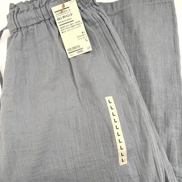 새상품 MUJI 부드러운 거즈 롱 팬츠 L 라이트 블루